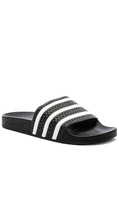 Shop Adidas Originals Adilette In Black & White & Black