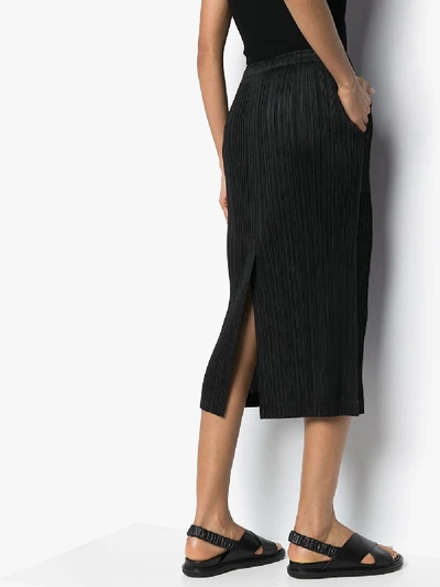 Shop Issey Miyake Basics Plissé Midi Skirt - Women's - Polyester In Black