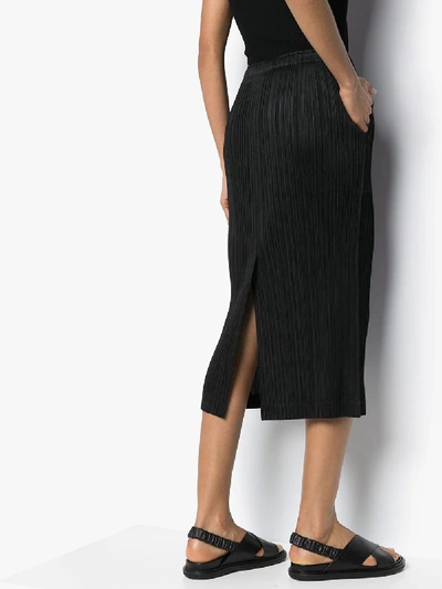 Issey Miyake Midi Skirt Featuring Pleated Design In Black