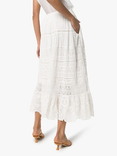 Shop Loveshackfancy Donna Lace Midi Skirt In White