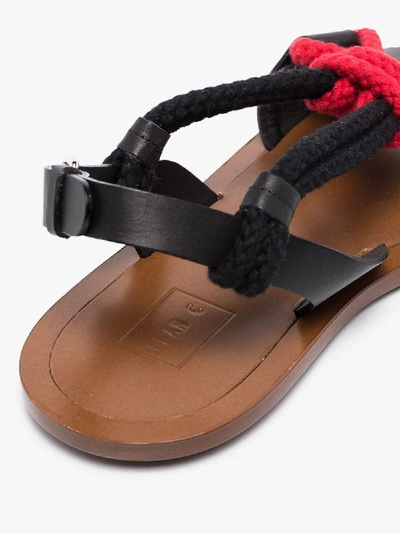 Shop Plan C Black And Red Rope Strap Leather Sandals In Brown