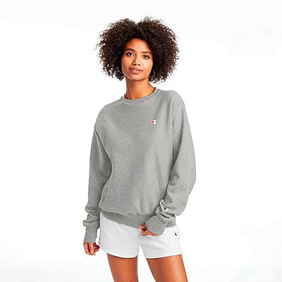 Shop Champion Women's Life Reverse Weave Boyfriend Crewneck Sweatshirt In Oxford Grey