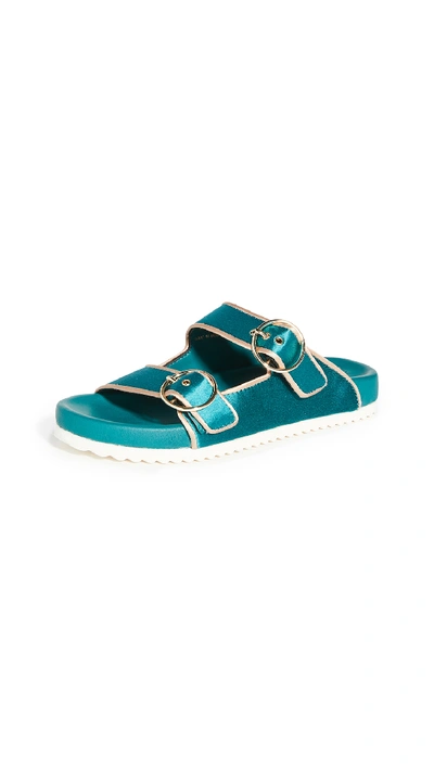 Shop Zimmermann Satin Slides In Teal