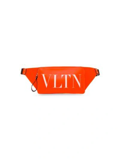 Shop Valentino Vltn Leather Belt Bag In Arancio