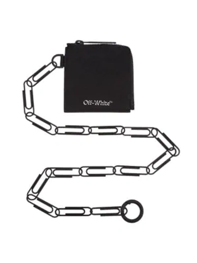 Shop Off-white Logo Paperclip Wallet-on-chain In Black