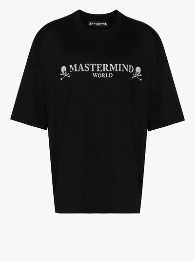 Shop Mastermind Japan Mens Black Logo-embroidered T-shirt