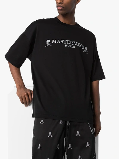 Shop Mastermind Japan Mens Black Logo-embroidered T-shirt