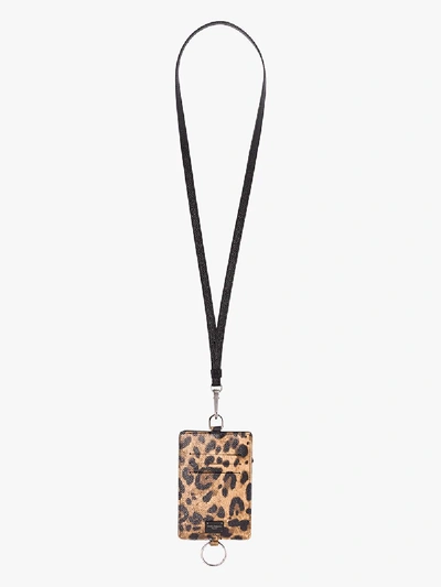 Shop Dolce & Gabbana Black Leopard Print Leather Card Holder