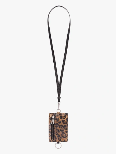 Shop Dolce & Gabbana Black Leopard Print Leather Card Holder