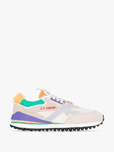 Shop Li-ning Neutrals Multicoloured Moment Panelled Running Sneakers