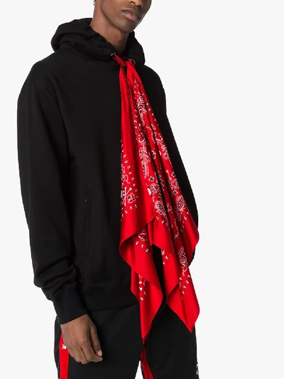 Shop Mastermind Japan Bandana Tie Cotton Hoodie In Black