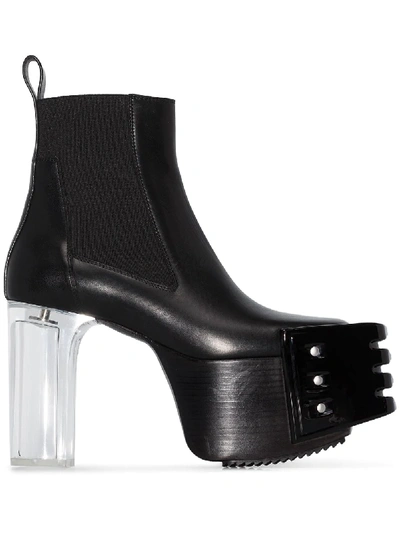Shop Rick Owens Kiss 120mm Perspex-heel Platform Boots In Black