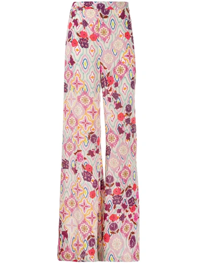 Shop Pinko All-over Print Trousers In Pink