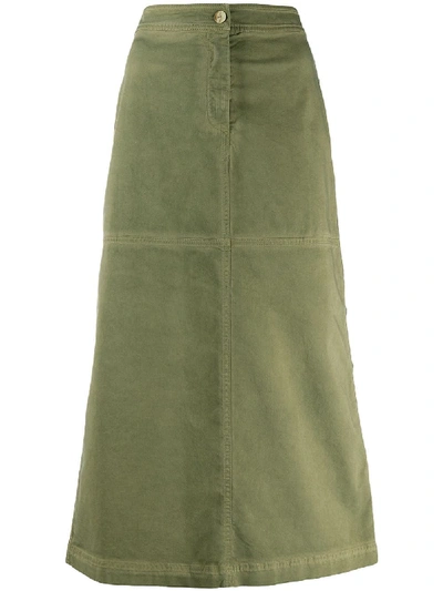 Shop Pinko Side Button Maxi Skirt In Green