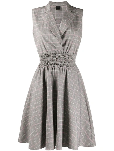 Shop Pinko Plaid Print Dress In Grey