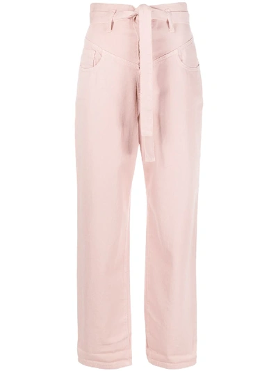 Shop Pinko High-waisted Cropped Jeans In Pink