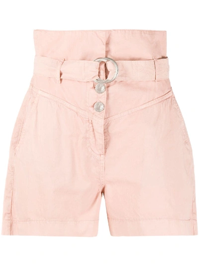 Shop Pinko High-waisted Belted Shorts In Pink