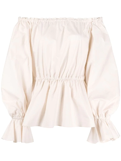 Shop Pinko Off-shoulder Peplum Blouse In White