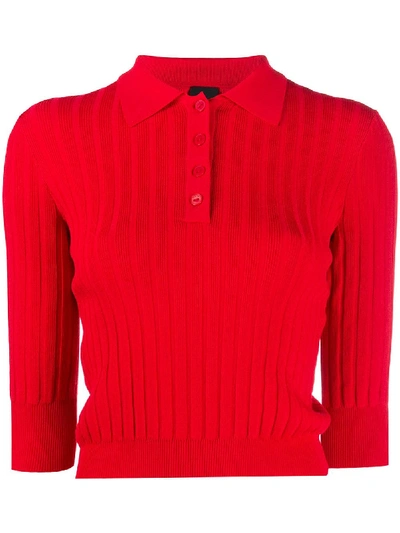 Shop Pinko Ribbed Polo Jumper In Red