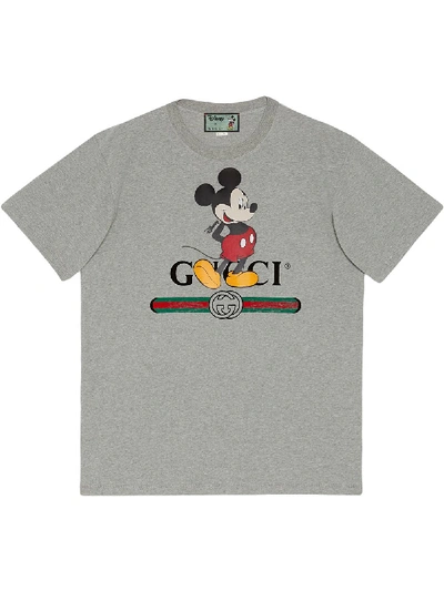 Shop Gucci X Disney Oversized Logo-print T-shirt In Grey