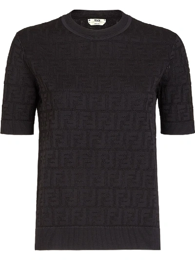 Shop Fendi Ff Pattern T-shirt In Black