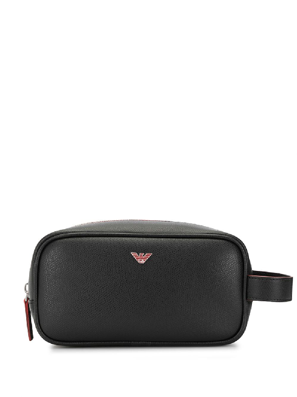 Emporio Armani Logo Plaque Wash Bag In 