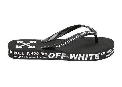 Pre-owned Off-white  Logo Typographic Flip Flop Black Ss20