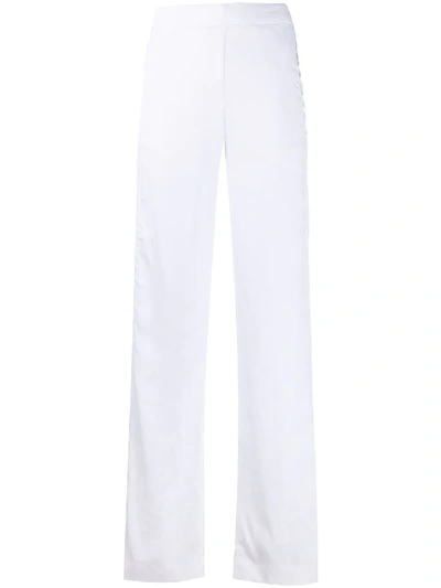Shop Neil Barrett Side Stripe Jacquard Detail Trousers In White