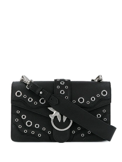 Shop Pinko Love Stud-embellished Crossbody Bag In Black