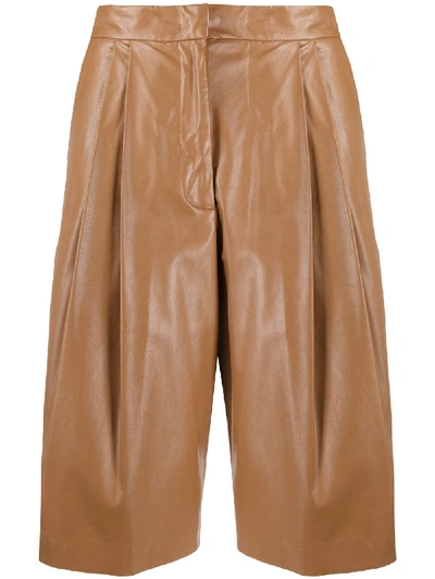 Shop Nude Pleated Knee-length Shorts In Brown