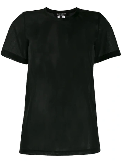 Shop Junya Watanabe Short Sleeve Sheer Panel T-shirt In Black