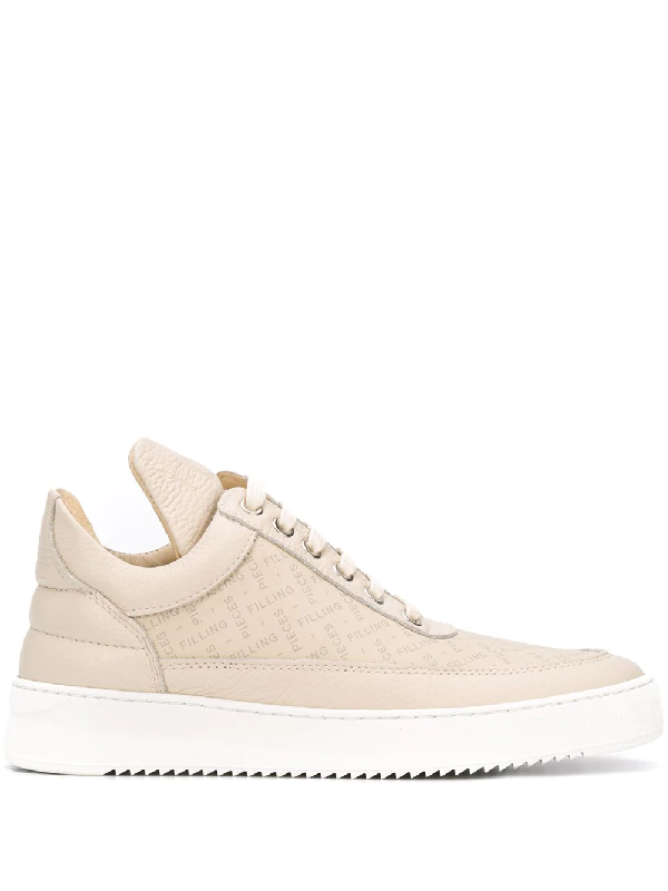 Filling Pieces Logo Print Mid Top Sneakers In Neutrals Modesens