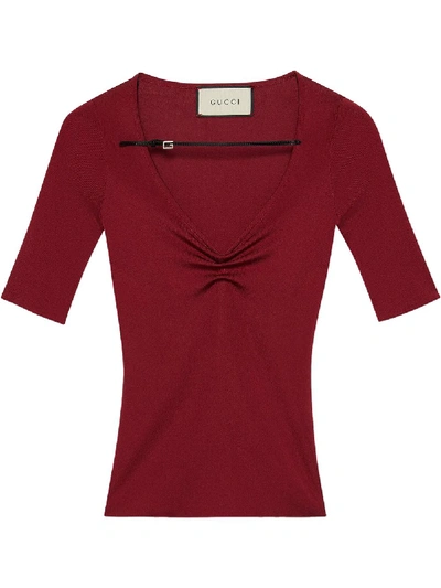 Shop Gucci Strap Detail Top In Red