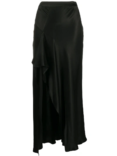 Shop Ainea Satin Asymmetric Skirt In Black