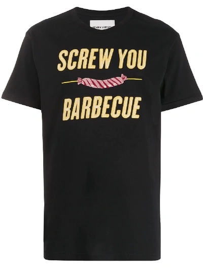 Shop Henrik Vibskov Screw You Bbq Crew-neck T-shirt In Black
