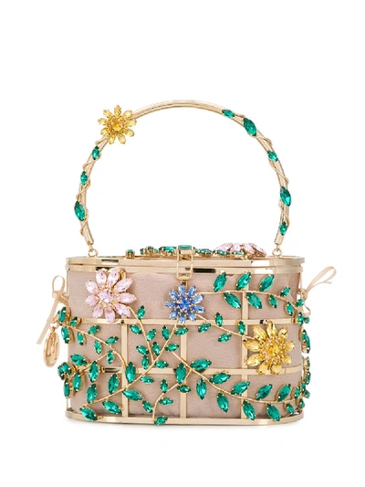 Shop Rosantica Embellished Floral Mini Bag In Gold