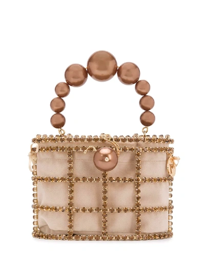 Shop Rosantica Crystal Embellished Mini Bag In Gold