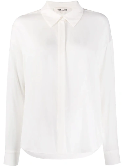 Shop Diane Von Furstenberg Long Sleeve Silk Blouse In Neutrals