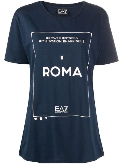 Shop Ea7 Short Sleeve Printed Logo T-shirt In Blue