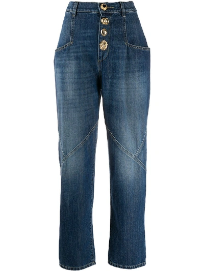 Shop Pinko High-waisted Wide Leg Jeans In Blue