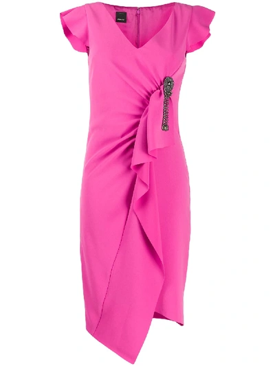 Shop Pinko Asymmetric Ruffle Dress In Pink