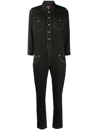 Shop Denimist Cowboy Slim-fit Denim Jumpsuit In Black