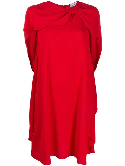 Shop Red Valentino Cape-style Draped Dress In Red
