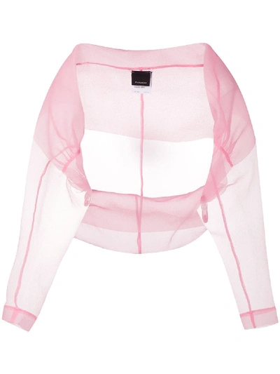 Shop Pinko Sheer Cropped Jacket In Pink