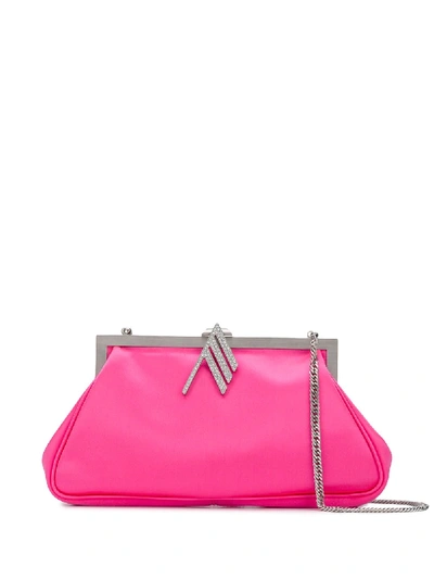 Shop Attico Embellished Logo Clutch Bag In Pink