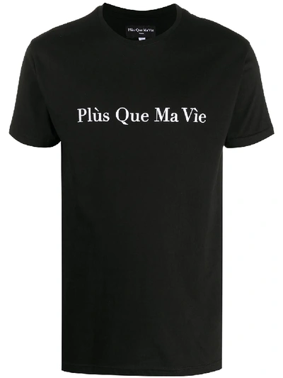 Shop Plùs Que Ma Vìe Logo Print Crewneck T-shirt In Black