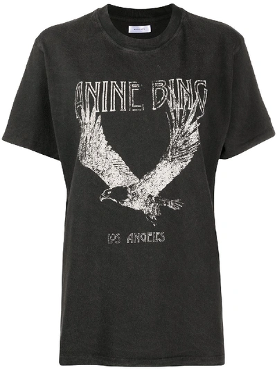 Shop Anine Bing Lili Eagle-print T-shirt In Black