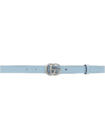 Shop Gucci Double G Buckle Leather Belt In Blue