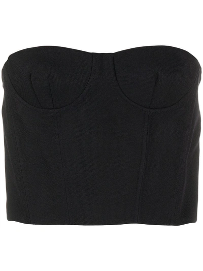 Shop Rokh Strapless Corset Top In Black