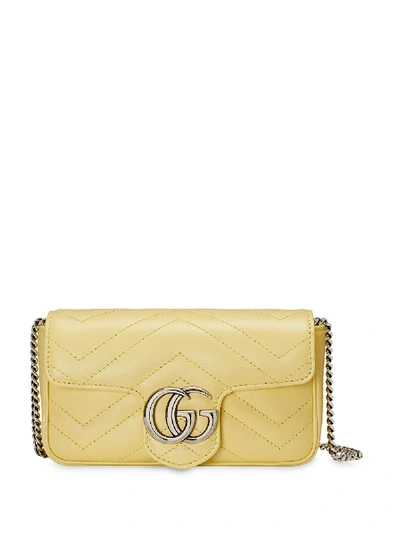 Shop Gucci Gg Marmont Matelassé Leather Super Mini Bag In Yellow